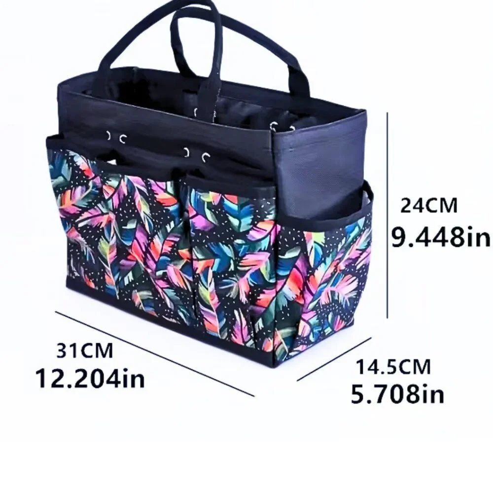 Stylish Printed Tote Bag Multi-Purpose Home Organizer Multiple Pockets Practical